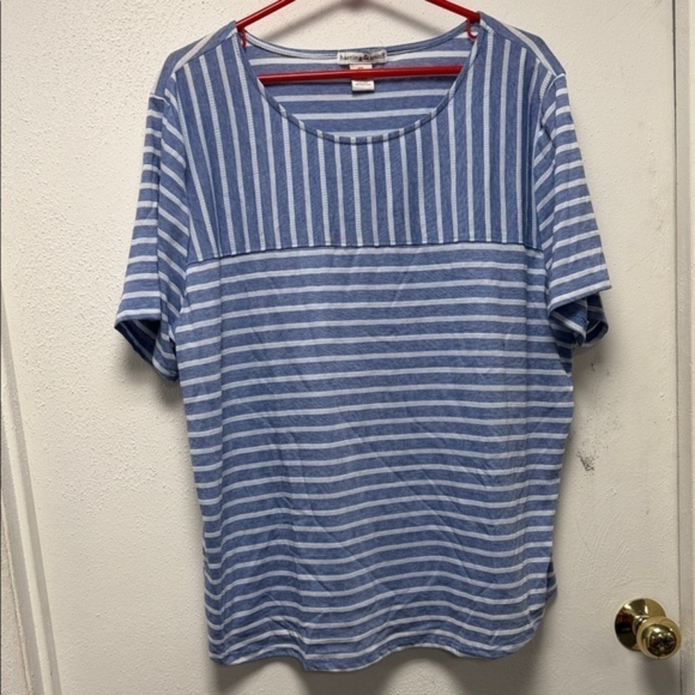 Blue Striped Women's Short Sleeve Top